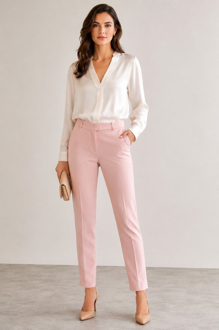 Joseph SZ 40 US 8 BEN CREPE SLIM-LEG PANTS IN PASTEL PINK $405